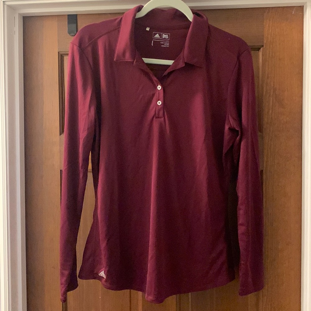 Adidas women’s polo. Large. Maroon color.